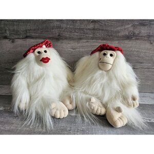 Vtg Plush Creations 1988 White Orangutan Monkey Lovers Ollie Olivia 13" Stuffed